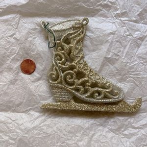 Gold glitter ice skate ornament
